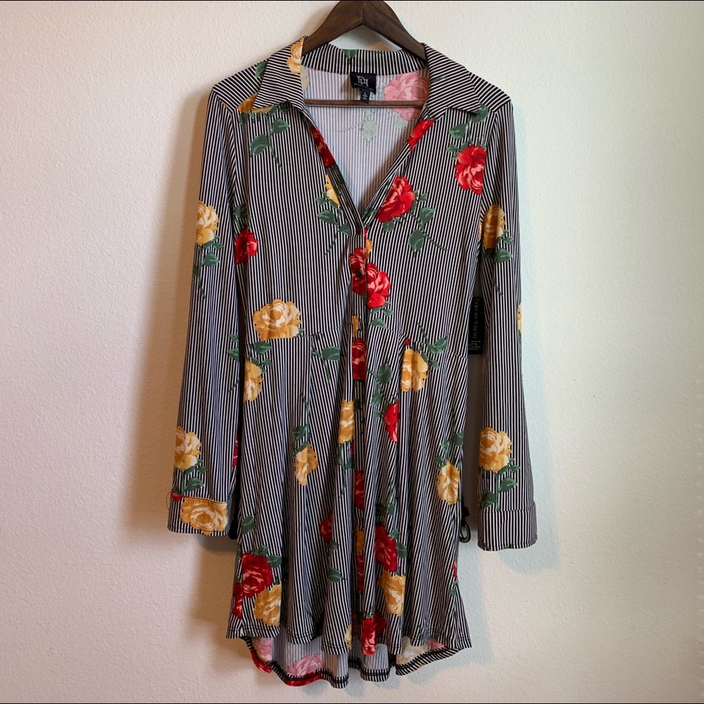 Stripe down floral dress